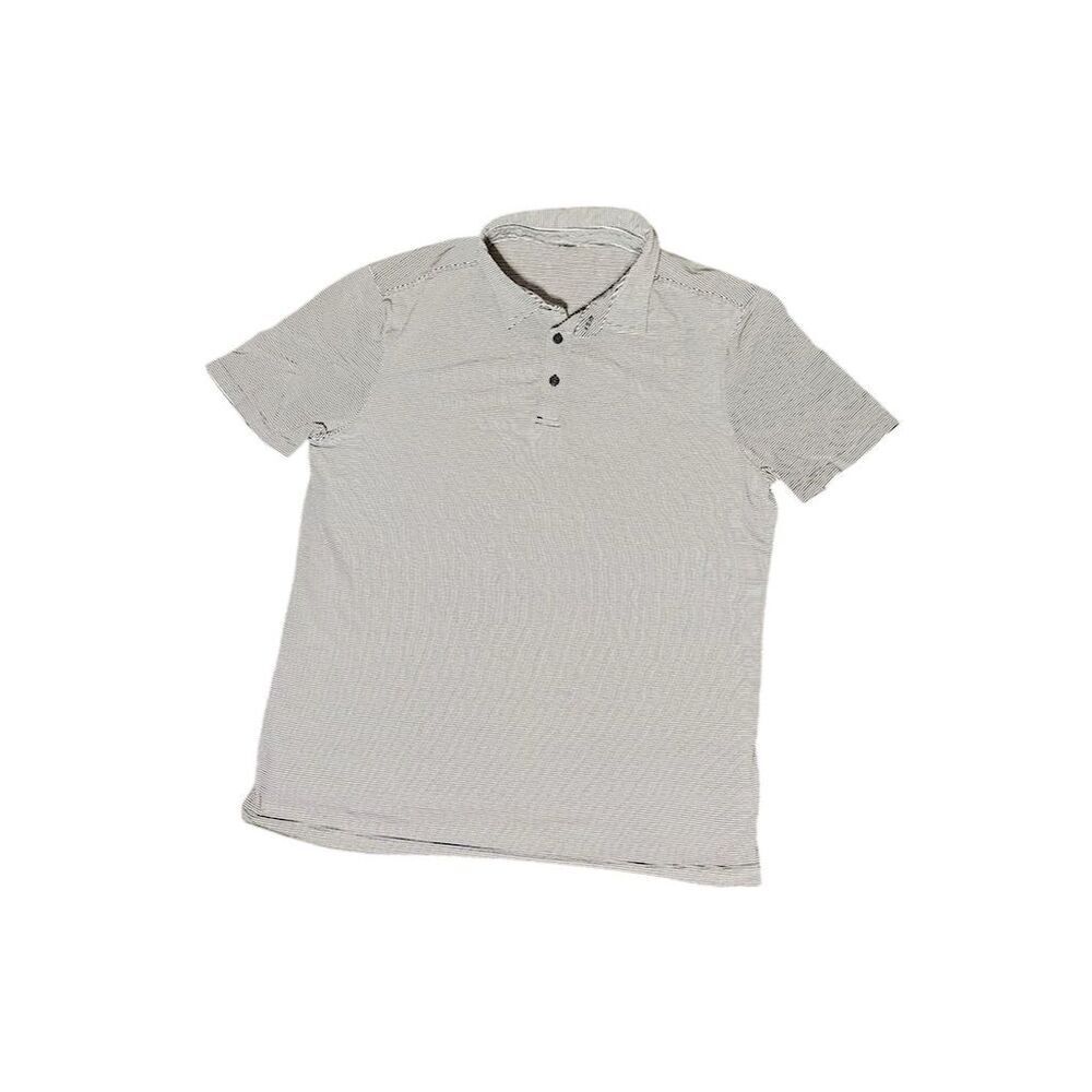 Lululemon Men's Gray Striped Polo Shirt Size M Golf Casual Athletic
